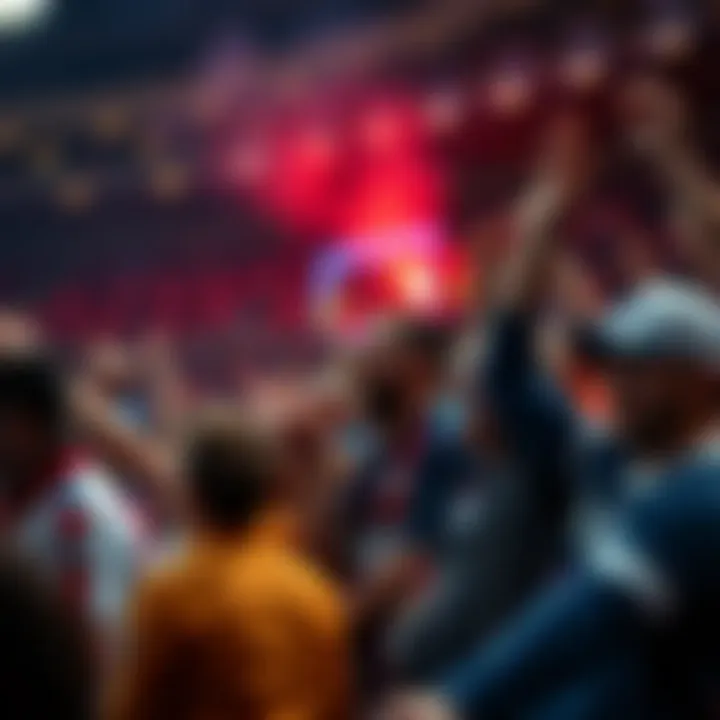 Fans cheering in the stadium