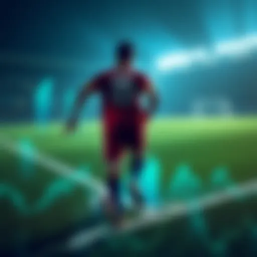 A football pitch with strategic betting data overlay