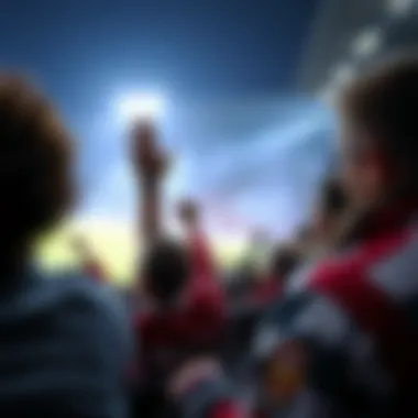 Fans cheering passionately at a football match