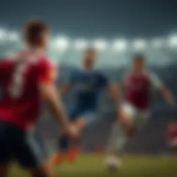 Intense moment during the football match