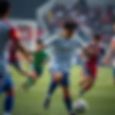 Key players in a Korean derby displaying their skills on the field.