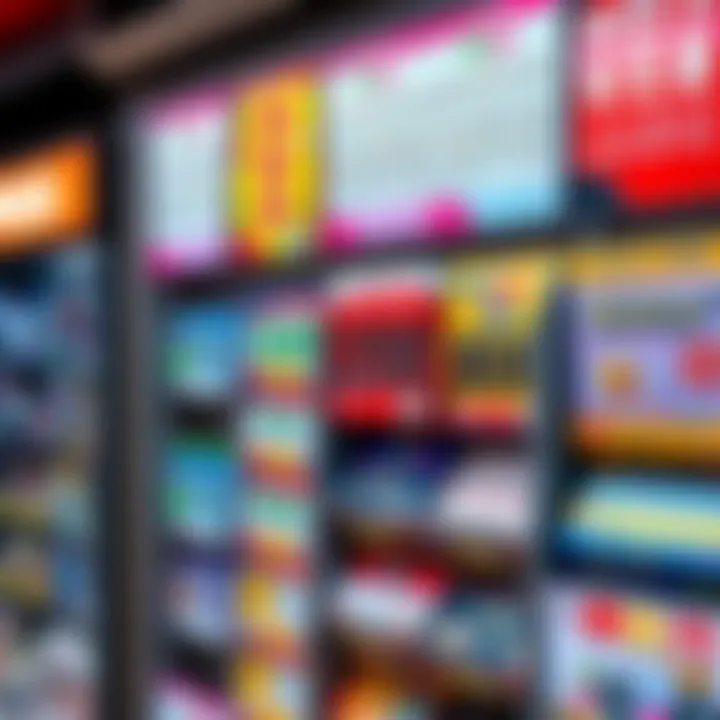 A vibrant lottery ticket display showcasing various options