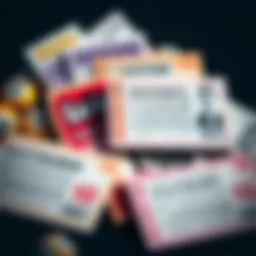 Visual representation of lottery tickets showcasing various designs