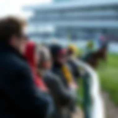 Spectators Observing the Race Spectators observing a horse race with keen interest