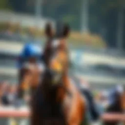 Thoroughbred racehorse in action during a competition