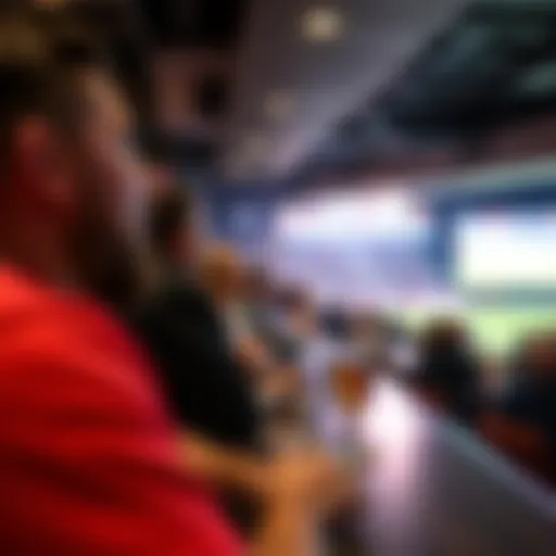 Exciting Sports Viewing Atmosphere A vibrant sports bar atmosphere with fans watching a game