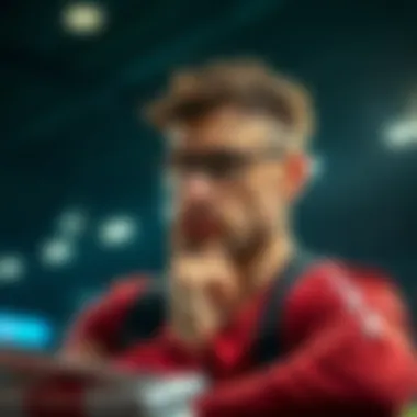 A thoughtful individual contemplating a betting decision