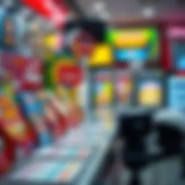 Variety of Lottery Games Available Different types of lottery games displayed on a counter