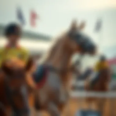 Vibrant Equestrian Event A vibrant equestrian event showcasing the cultural significance of horse riding in Korea.