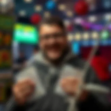 Celebrating a Lottery Win A satisfied customer holding winning lottery tickets